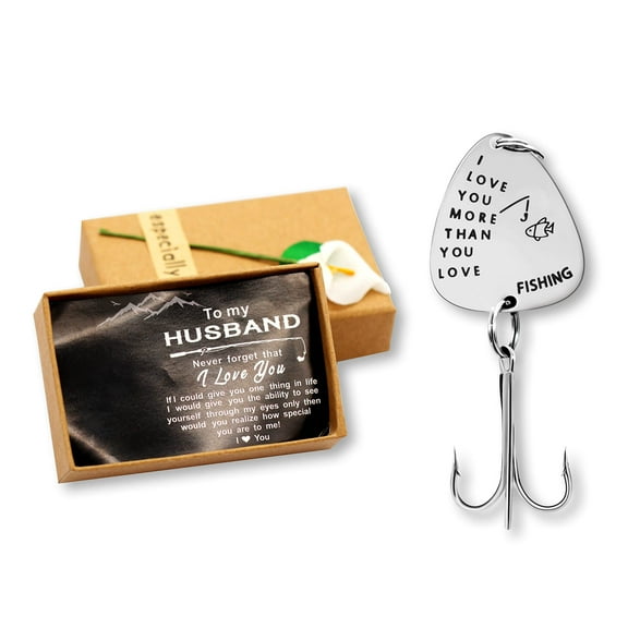 Uloveido Stainless Treble Fish Hooks Fishing Circle Hooks with Box for Men Husband Lover Christmas Birthday Gift (i Love You More Than You Love)