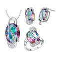 thumbnail image 1 of Uloveido Studs Earrings and Necklace Rings Set for Women White Gold Plated Fashion Jewelry Set for Christmas Birthday Gift T472, 1 of 6