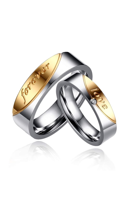 Titanium&nbsp;Love Forever Wedding Bands Set for Men&nbsp;and&nbsp;Women&nbsp;Couple&nbsp;Anniversary Rings&nbsp;Valentine's Day Present (Men9-Women6)