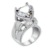 Uloveido Unique Big Love Heart CZ Wide Band Architecture Statement Rings Engagement for Women (Size 6) Y429