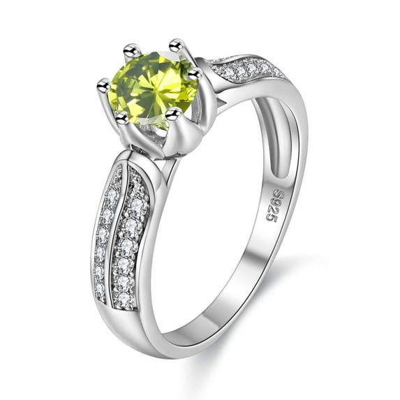 Uloveido White Gold Plated Crystal Promise Anniversary Green CZ Rings for Girls Women Wedding Y027-Green-8