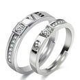 thumbnail image 1 of Uloveido White Gold Plated Double Hollow Love Initial Puzzle Matching Wedding Band Adjustable Promise Rings Set for Women and Men Anniversary Presents for Husband and Wife LB022, 1 of 5