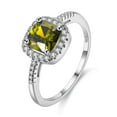 thumbnail image 1 of Uloveido White Gold Plated Square Wedding Band Rings for Women Cubic Zirconia Stone Engagement Jewelry (Green, Size 6) Y3100, 1 of 7