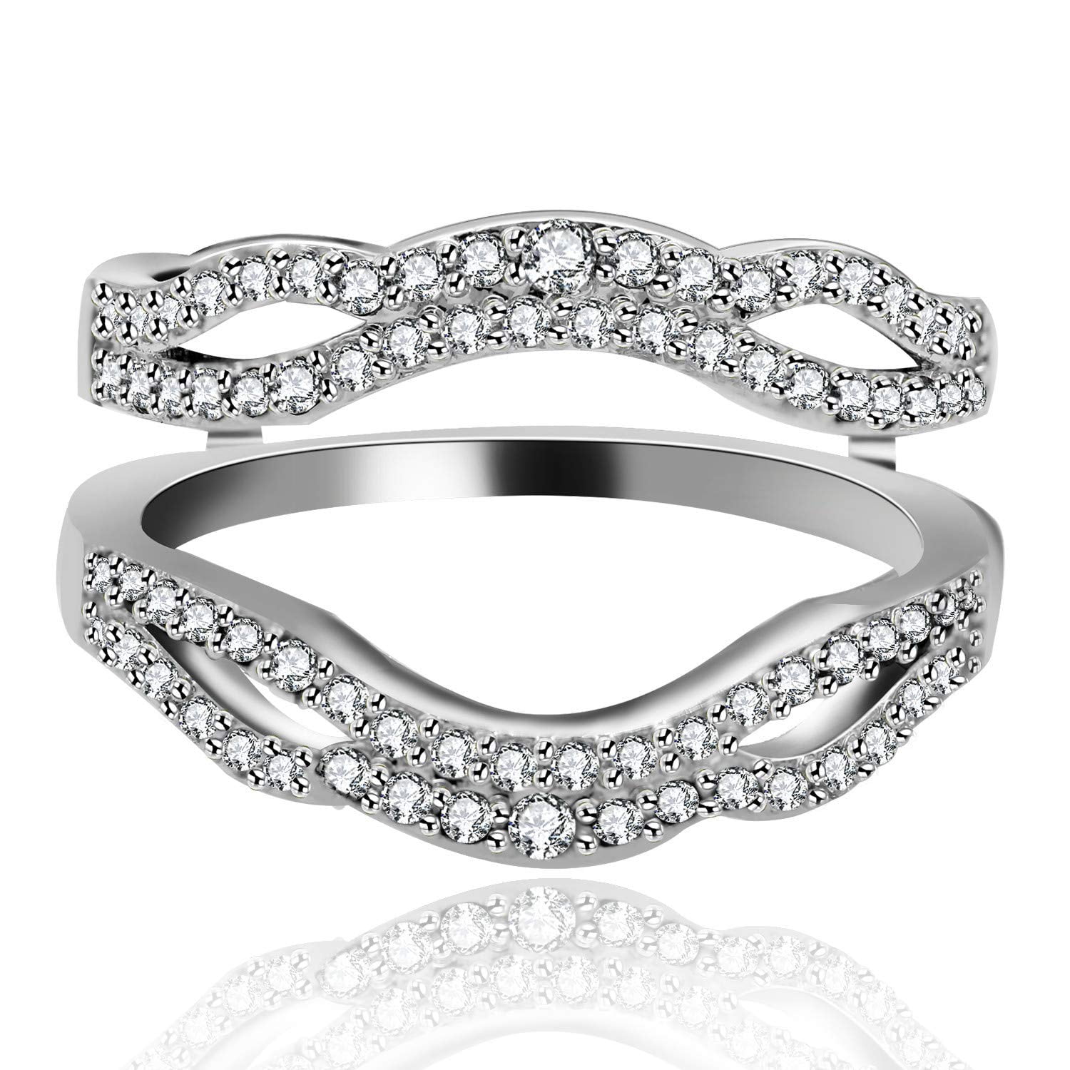 Uloveido Women Double Infinity Wedding Ring Guard Enhancer Silver Color ...