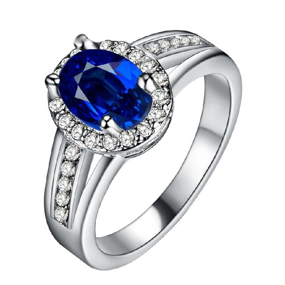Uloveido Platinum Plated Oval Solitaire Pendant Necklace - Cubic Zirconia, Birthstone Style, Gift For Women