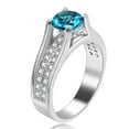 thumbnail image 1 of Uloveido Women Platinum Plated Round Cut Blue Cubic Zirconia Promise Engagement Rings for Her Wedding Jewelry Valentine's Gifts for Girls Girlfriend (Blue, Size 8) Y006, 1 of 7
