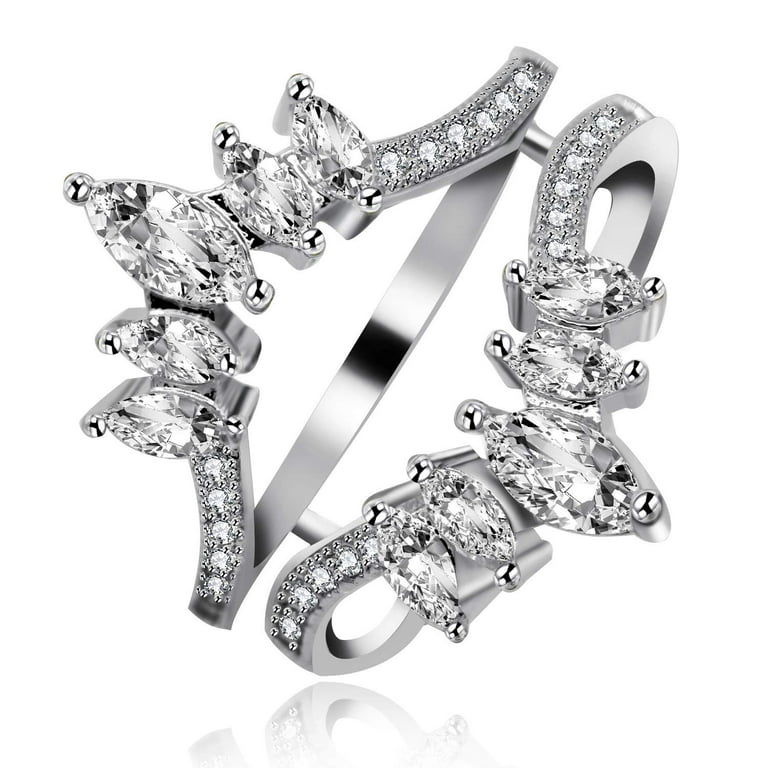 Princess Crown Ring Guard Wedding Band for Women Sterling Silver Ring  Enhancer 8