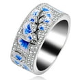 thumbnail image 1 of Uloveido Women's Charm Blue Enamel Ginkgo Leaf Autumn Ring with Simulated Diamond Wedding Engagement Band Y538 (Size 7), 1 of 6