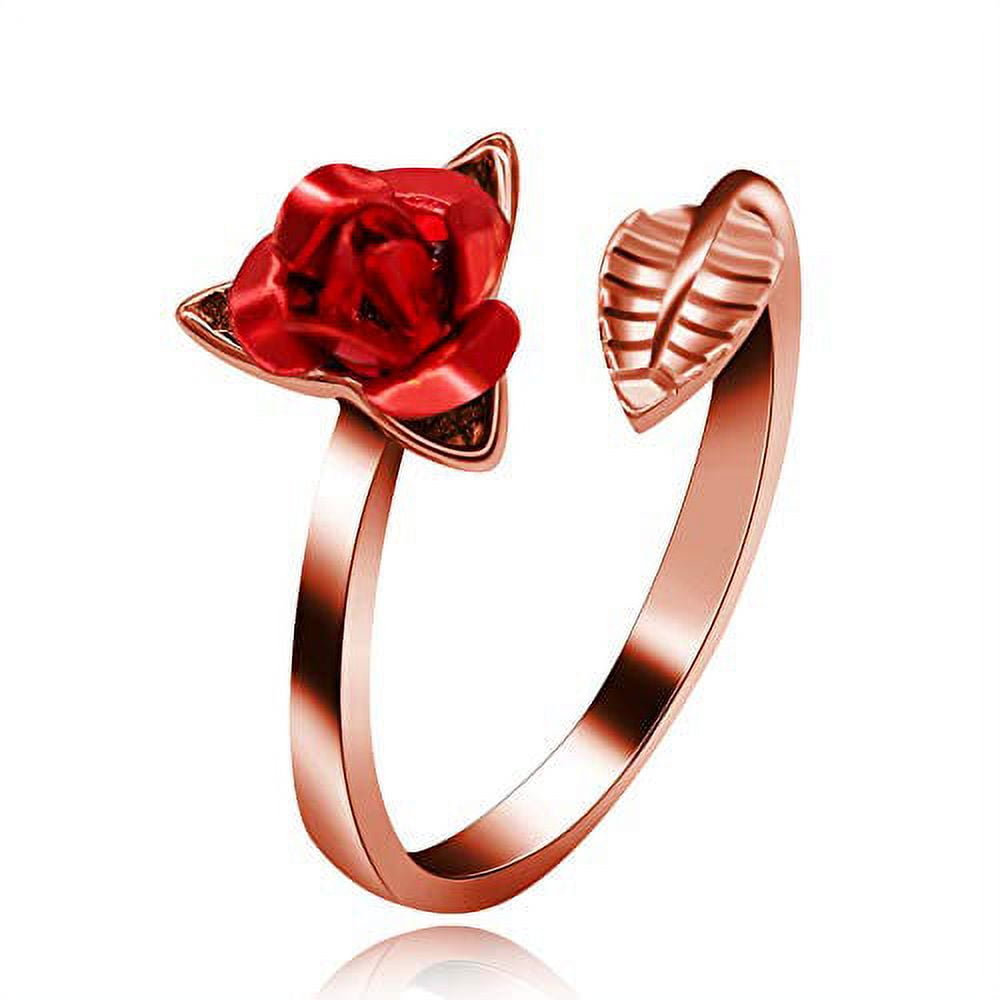 Self Defense Ring for Women Rose Flower Shape Ring Adjustable Open