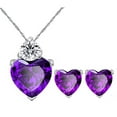 thumbnail image 1 of Uloveido Women's Synthetic Amethyst Crystal Purple Heart Stud Earrings Pendant Choker Necklace Set Platinum Plated Bridesmaid Birthstone Jewelry BME53-Purple, 1 of 7