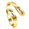 thumbnail image 1 of Uloveido Womens 925 Sterling Silver Alphabet FAITH Open Ring, Hollow Cross Wrap Adjustable Rings Religious Jewelry Gifts Y531 (Gold), 1 of 5