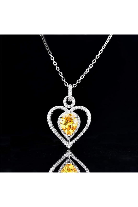 Womens Pink CZ Crystal Heart Pendant Necklace Wedding Valentines Jewelry Gifts for Daughter Girlfriend Best Friend Y1074 (Pink)