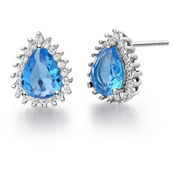 Uloveido Womens Tear Drop Studs Earrings Wedding Earrings for Bridal Mom Friend Christmas R815 (Light Blue)