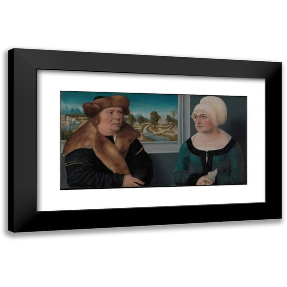 Ulrich Apt the Elder 24x15 Black Modern Framed Museum Art Print Titled - Portrait of a Married Couple (1512)