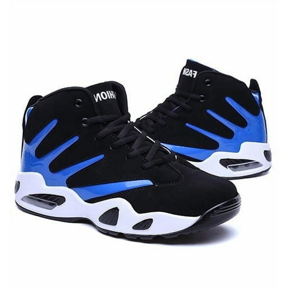 Ulsto Men's Fashion High-Top Basketball Shoes - Black Red, White, Blue Color Options | Air Cushion Sneakers for Athletic & Casual Wear