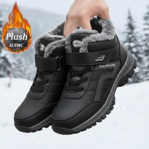 Ulsto Men's Winter Snow Boots, Non slip Boots, Plush lined Waterproof and Cold proof Shoes, Outdoor Warm Boots, Indoor and Outdoor Home Shoes