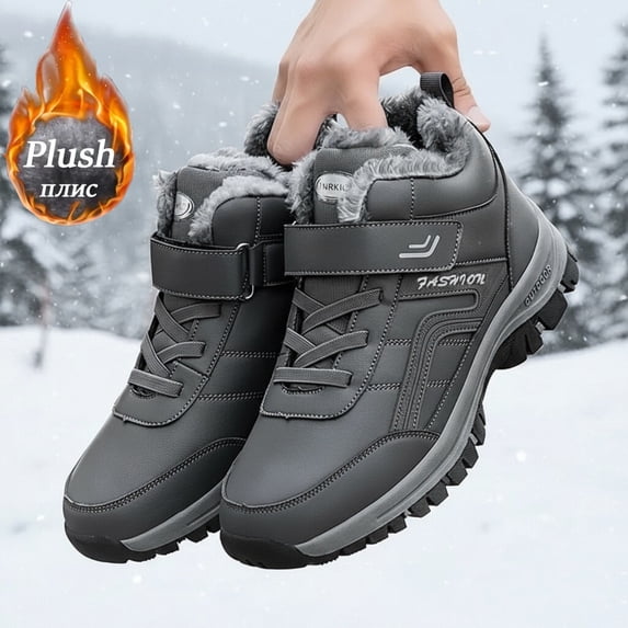 Ulsto Men's Winter Snow Boots, Non slip Boots, Plush lined Waterproof and Cold proof Shoes, Outdoor Warm Boots, Indoor and Outdoor Home Shoes