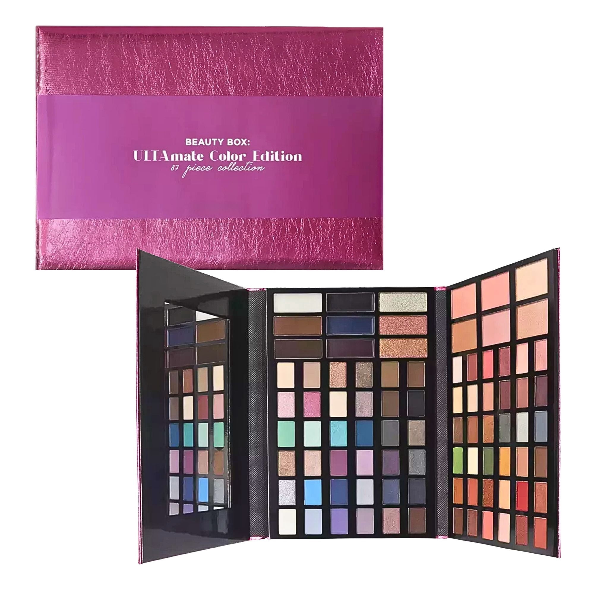 Ulta Beauty Box Ultamate Color Edition, 87 Piece Collection Set Makeup Palette, Highly Pigmented, Gift Kit, Pink Metallic