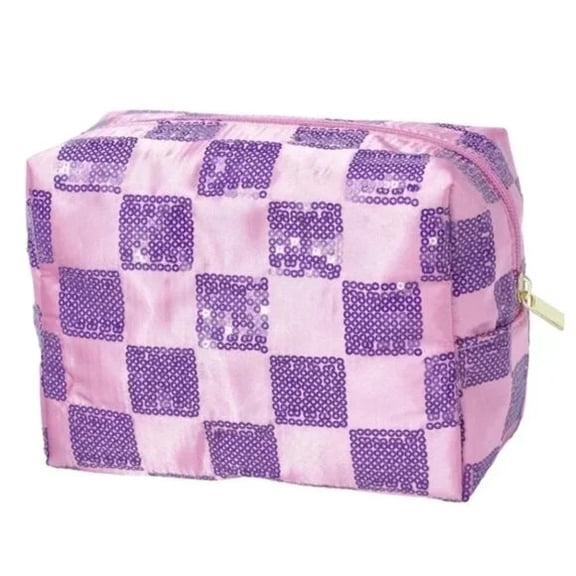 Ulta Beauty Pink Checkered Makeup Bag
