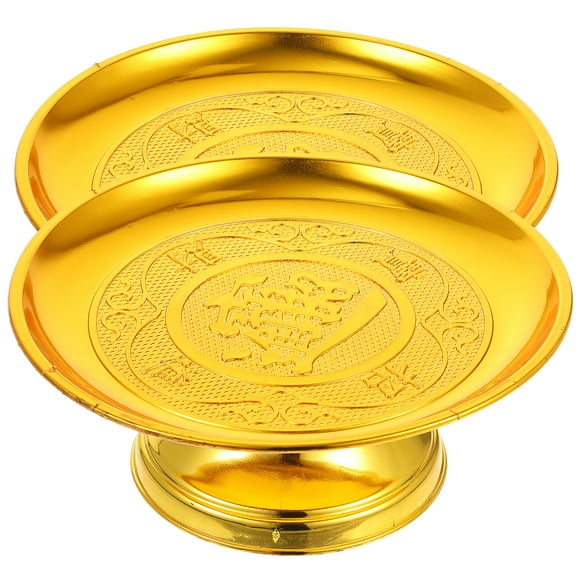 YUYUETIME Buddhist Offering Plate Golden 2Pcs 7.1x7.1in