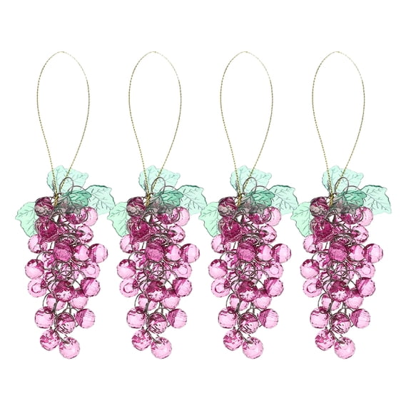 Ulthilift 4pcs Acrylic Beaded Grape Ornament Simulation Beaded Grape Bunch Decor