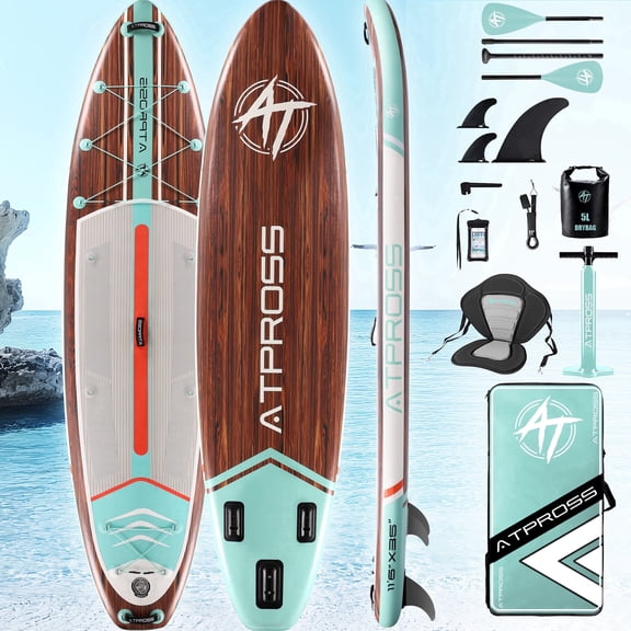 Ultifit Inflatable Paddle Board Extra Wide 450 Lbs Capacity Anti-Slip Design with SUP Accessories and Seat 11'6" x 35" Brown