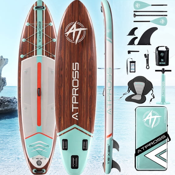 Ultifit Inflatable Paddle Board Extra Wide 450 Lbs Capacity Anti-Slip Design with SUP Accessories and Seat 11'6" x 35" Brown