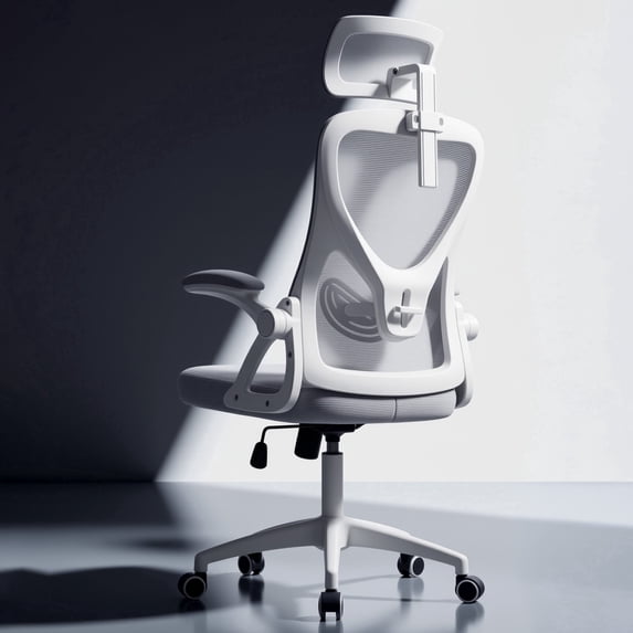 Ultifit Ergonomic Office Chair, Adjustable Headrest, Lumbar Support, Armrests, Reclining, Height Adjustment, Rocking, Gray, 300lbs