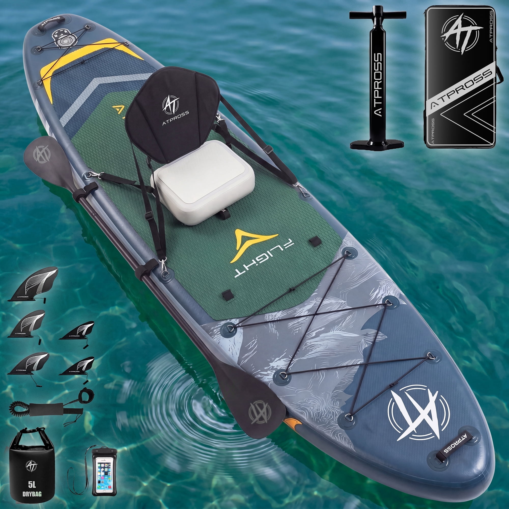 Ultifit Inflatable Paddle Board Extra Wide 500 Lbs Capacity Anti-Slip Design with SUP Accessories and Seat 12' x 36"