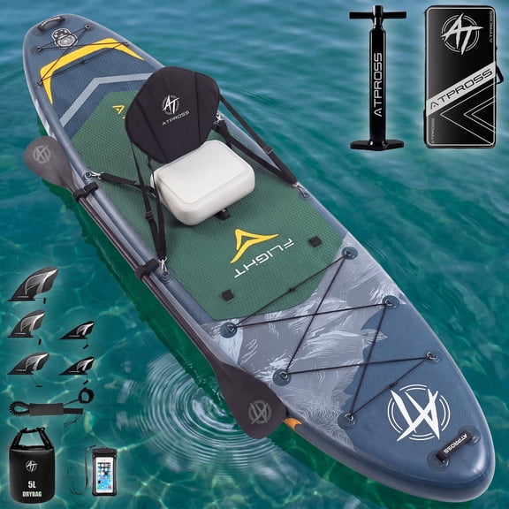 Ultifit Inflatable Paddle Board Extra Wide 500 Lbs Capacity Anti-Slip Design with SUP Accessories and Seat 12' x 36"
