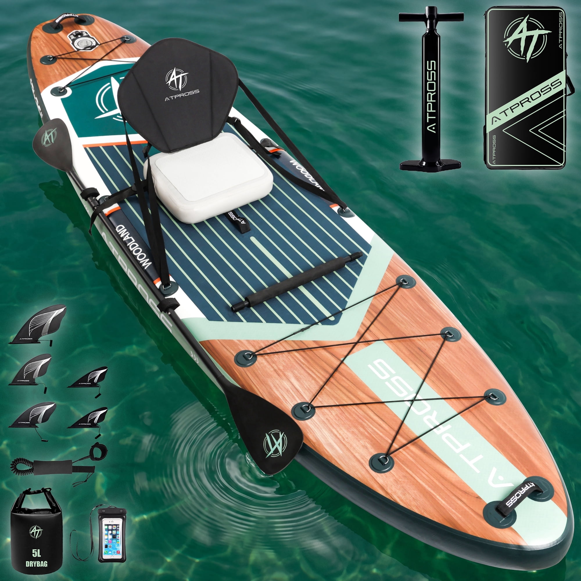Ultifit Inflatable Paddle Board Extra Wide 500 Lbs Capacity Anti-Slip Design with SUP Accessories and Seat 12' x 36"