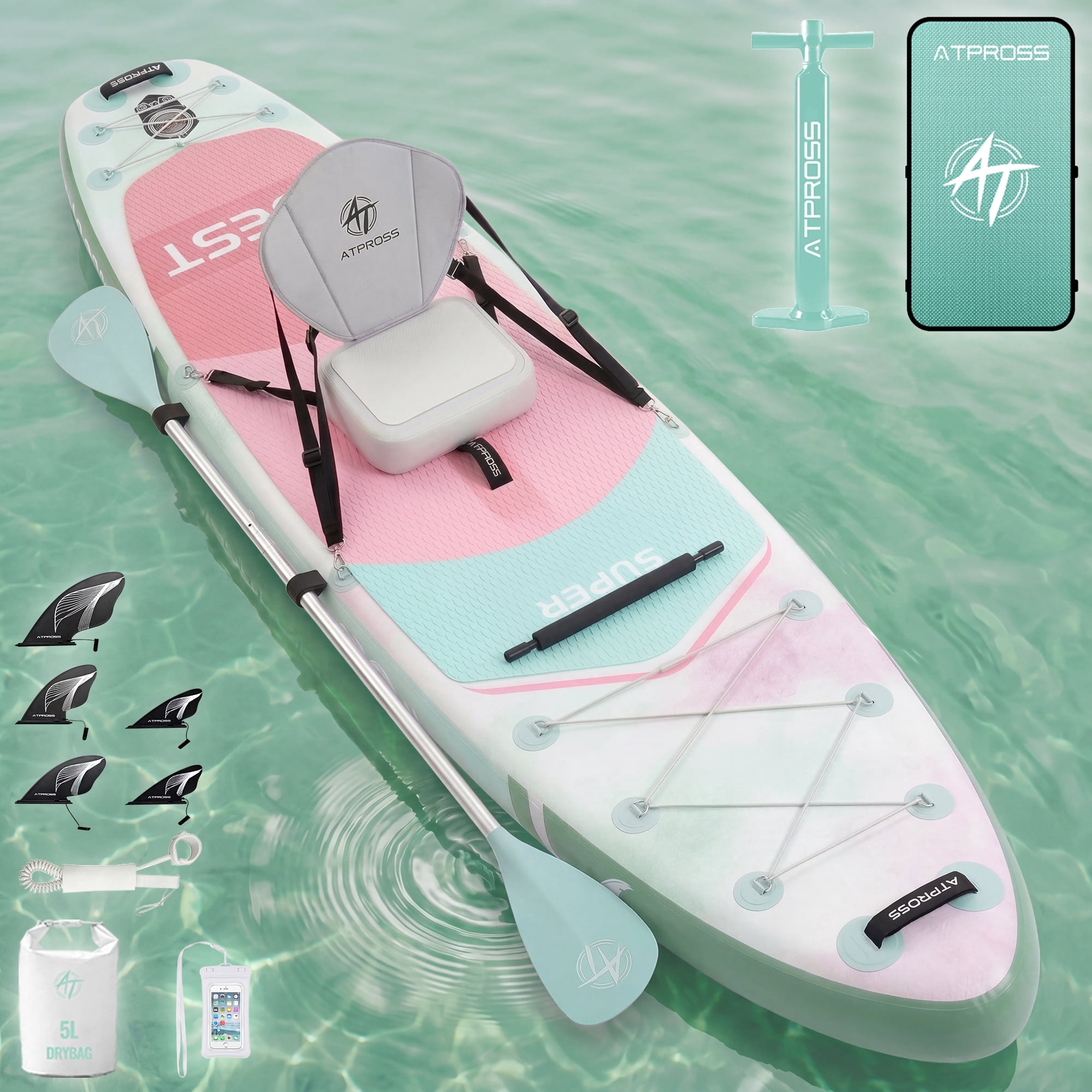 Ultifit Inflatable Paddle Board Extra Wide 500 Lbs Capacity Anti-Slip Design with SUP Accessories and Seat 12' x 36"