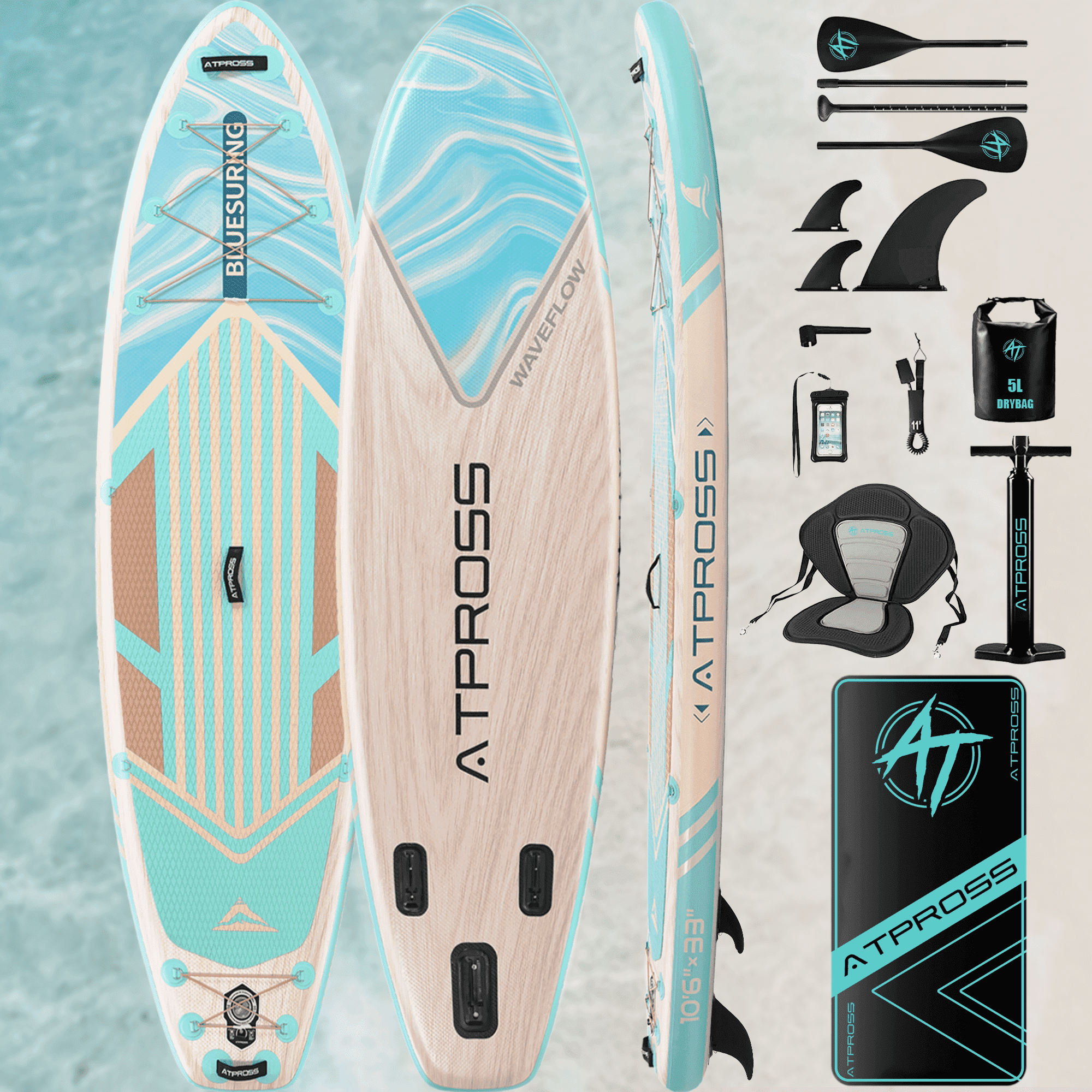Ultifit Inflatable Paddle Board Extra Wide 400 Lbs Capacity Anti-Slip Design with SUP Accessories and Seat 10'6" x 33"