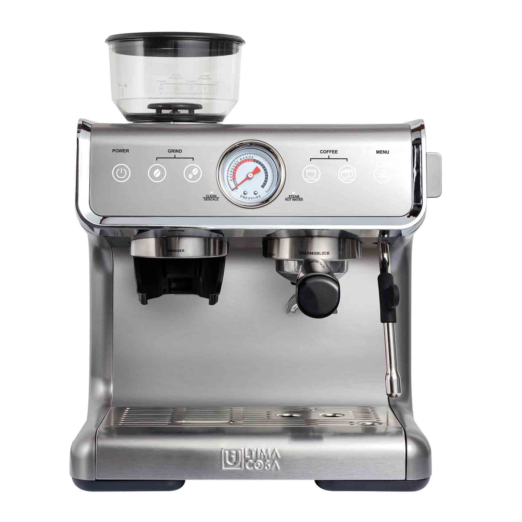 Ultima Cosa New Presto Bollente Semi-Automatic Espresso Machine - Silver -  2 Litre Water Tank 
