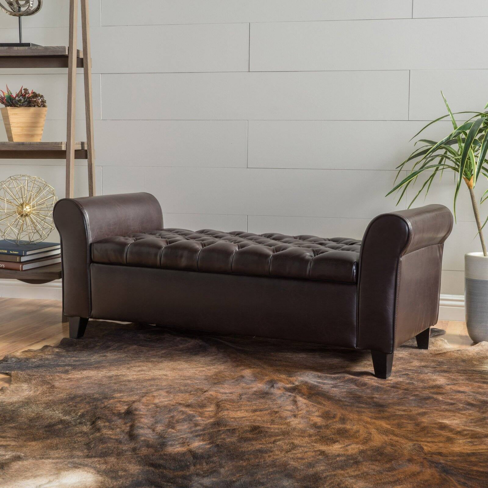 Leather storage top bench walmart