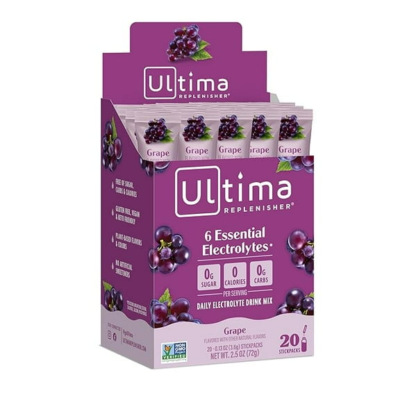 Ultima Replenisher Daily Grape Electrolyte Drink Mix 20 - 0.13 oz Stickpacks