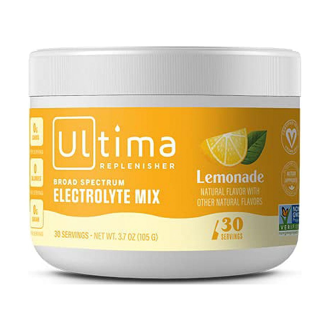 Ultima Replenisher Electrolyte Hydration Powder, Lemonade, 30 Serving Canister Sugar Free, 0