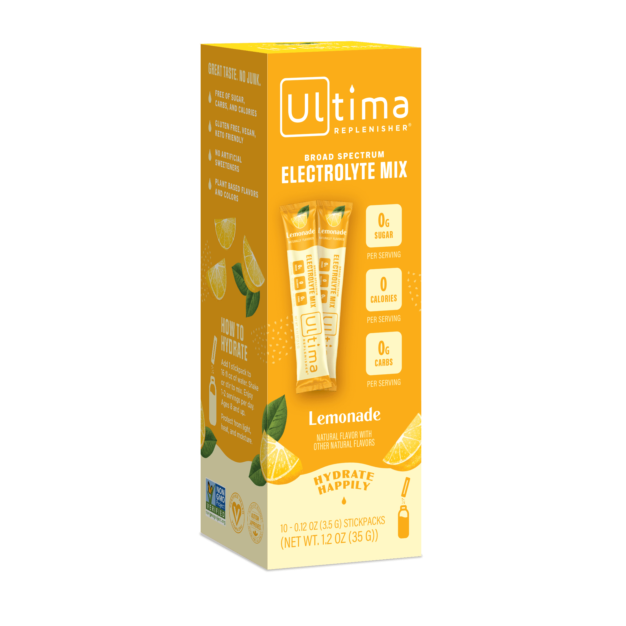 Ultima Replenisher Electrolyte Powder, Sugar Free Hydration Packets, Lemonade, 10 Stickpacks