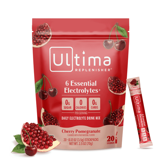 Ultima Replenisher Hydration Electrolyte Drink Mix Packets, Keto Sugar-Free Cherry Pomegranate 20 Ct