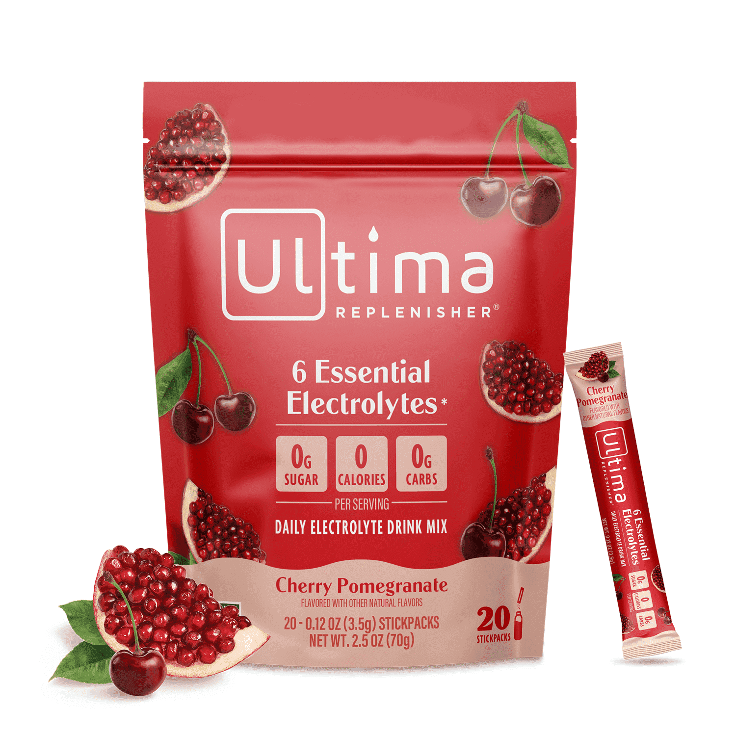Ultima Replenisher, Electrolyte Drink Mix Packets, Sugar Free Daily Hydration Powder, Cherry Pomegranate, 20 Count Stickpacks