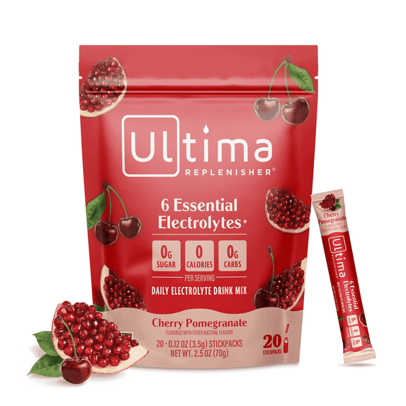 Ultima Replenisher, Electrolyte Drink Mix Packets, Sugar Free Daily Hydration Powder, Cherry Pomegranate, 20 Count Stickpacks