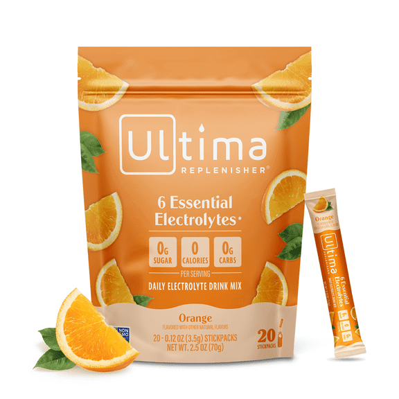 Ultima Replenisher Hydration Electrolyte Drink Mix Powder Packets, Keto, Sugar-Free Orange, 20 Ct