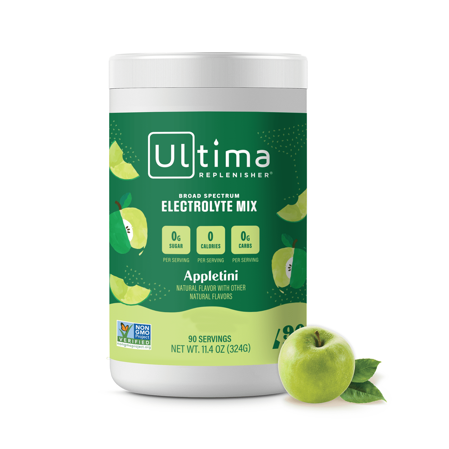Ultima Replenisher Hydration Electrolyte Powder Drink Mix, Keto, Sugar-Free Appletini, 90 Servings