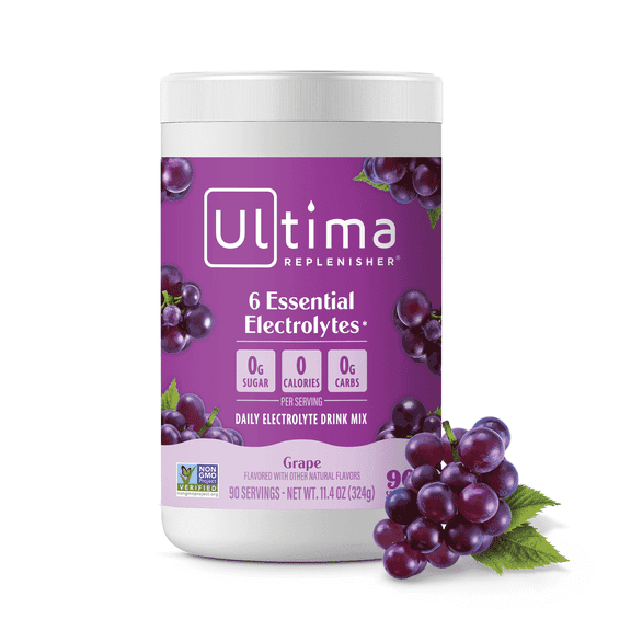Ultima Replenisher, Electrolyte Drink Mix Powder, Sugar Free Daily Hydration Powder, Grape, 90 Servings
