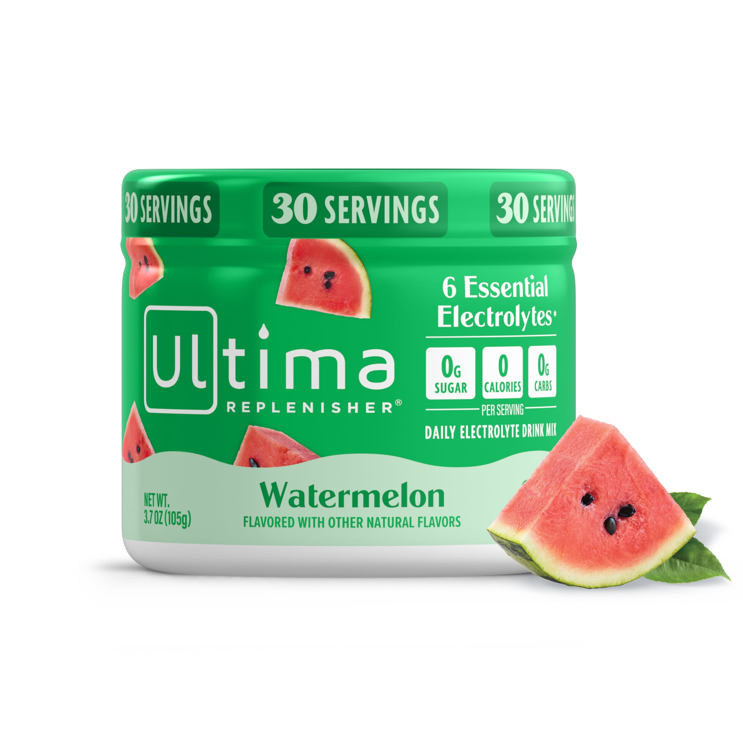 Ultima Replenisher, Electrolyte Drink Mix Powder, Sugar Free Daily Hydration Powder, Watermelon, 30 Servings