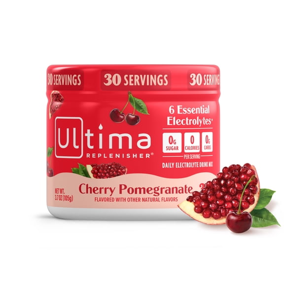 Ultima Replenisher, Electrolyte Drink Mix Powder, Sugar Free Daily Hydration Powder, Cherry Pomegranate, 30 Servings