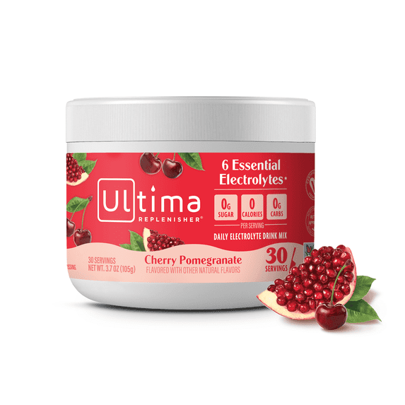 Ultima Replenisher Hydration Electrolyte Powder Drink Mix, Sugar-Free Cherry Pomegranate 30 Servings