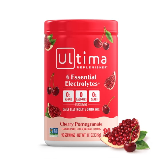 Ultima Replenisher, Electrolyte Drink Mix Powder, Sugar Free Daily Hydration Powder, Cherry Pomegranate, 90 Servings