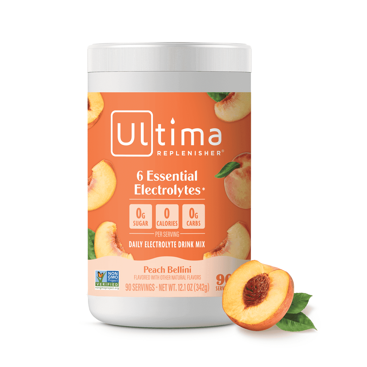 Ultima Replenisher Hydration Electrolyte Powder Drink Mix, Sugar-Free Peach Bellini Mocktini 90 Servings
