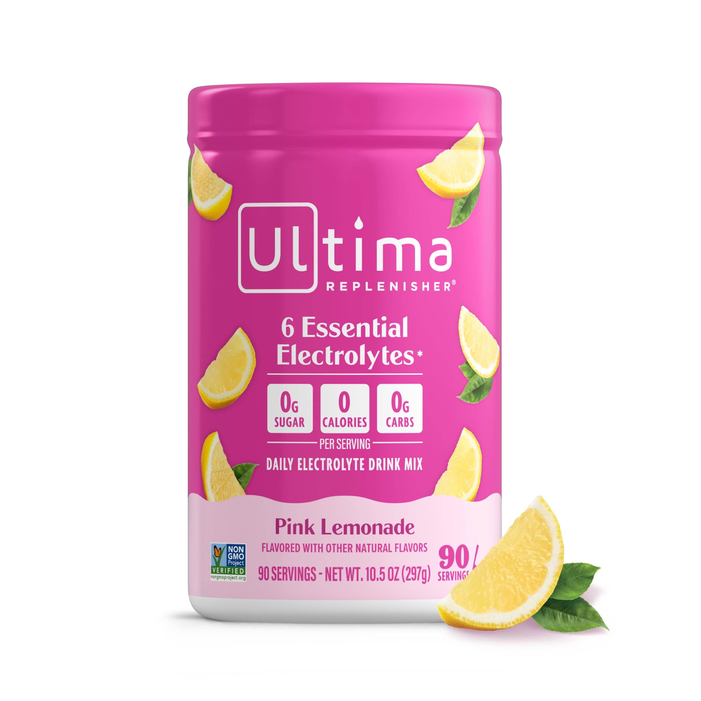 Ultima Replenisher, Electrolyte Drink Mix Powder, Sugar Free Daily Hydration Powder, Pink Lemonade, 90 Servings